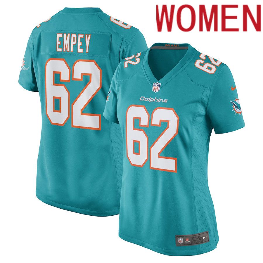 Women Miami Dolphins 62 James Empey Nike Aqua Game Player NFL Jersey